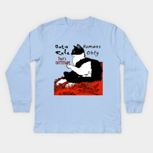 Cute Tuxedo Cat I haz attitude  Copyright TeAnne Kids Long Sleeve T-Shirt